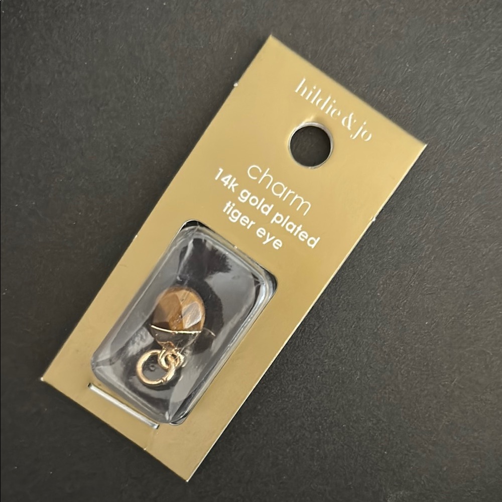 Tiger Eye 14k Gold Plated Charm Pendant NEW